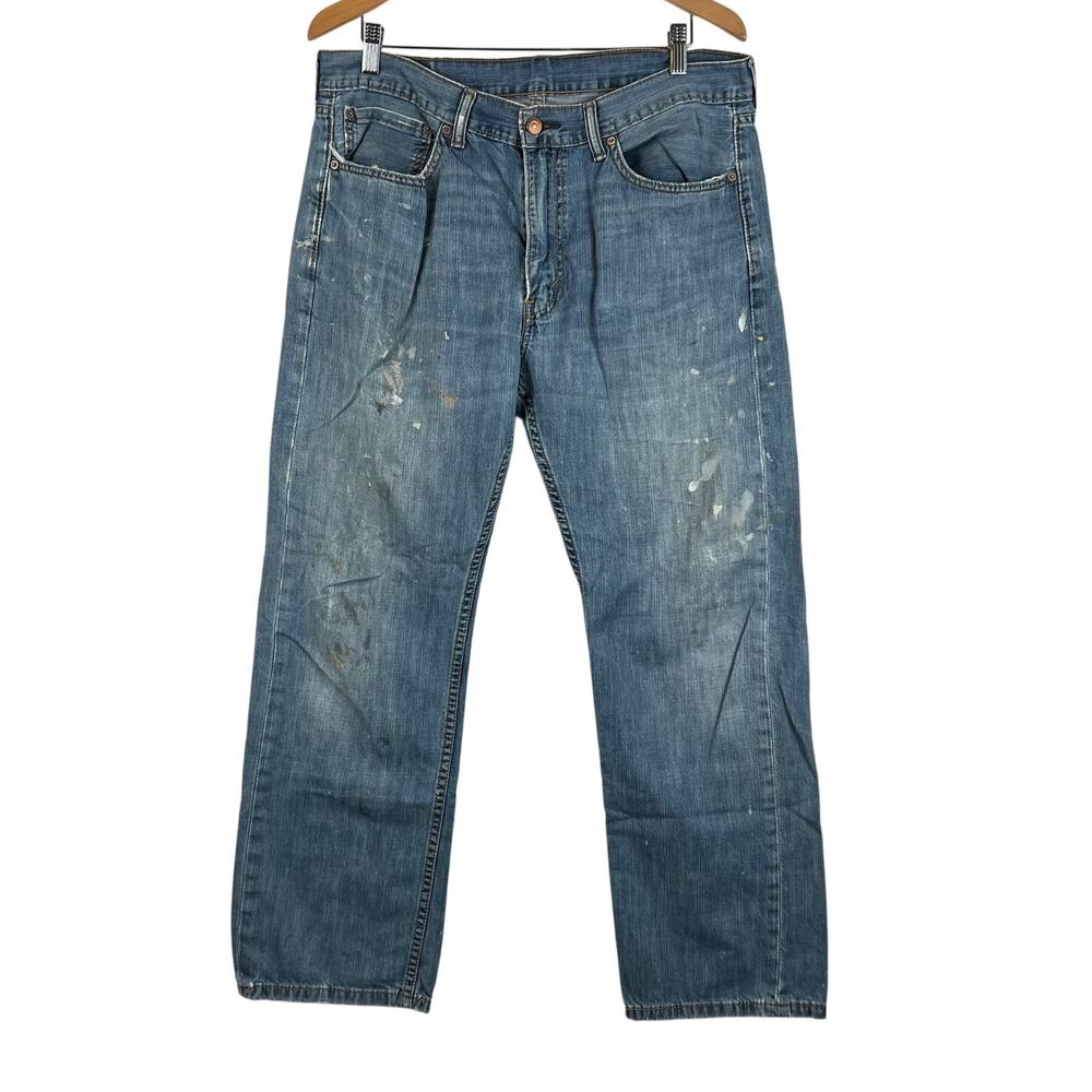 Levis 505 Jeans Mens‎ 36x30 Blue Regular Straight Mid Rise Medium Wash Denim Y2K